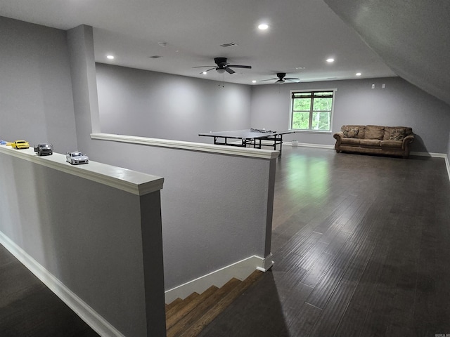 23 Whispering Dr, Alexander, AR 72002 - recreation room featuring recessed lighting, wood finished floors, baseboards, and ceiling fan