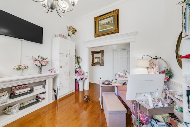 43 Earnhardt Cir, Cabot, AR 72023 - dining space with a chandelier, light wood finished floors, ornamental molding, and a desk