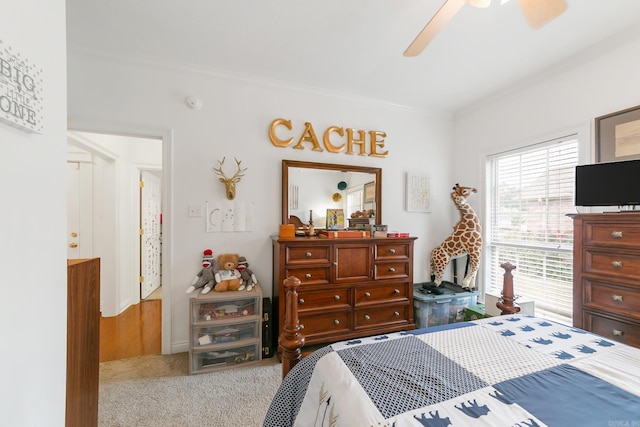 43 Earnhardt Cir, Cabot, AR 72023 - bedroom featuring carpet, crown molding, and ceiling fan