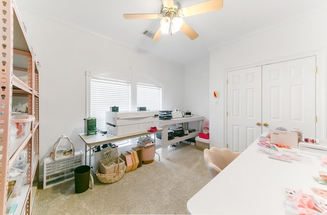43 Earnhardt Cir, Cabot, AR 72023 - carpeted office space featuring ornamental molding and ceiling fan