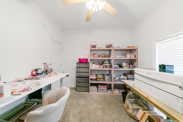 43 Earnhardt Cir, Cabot, AR 72023 - carpeted office featuring crown molding and ceiling fan