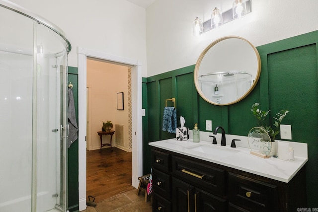 1112 Lawrence Ln, Benton, AR 72019 - full bath with a shower stall, vanity, and stone finish floors