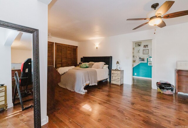 1112 Lawrence Ln, Benton, AR 72019 - bedroom featuring wood finished floors and ceiling fan
