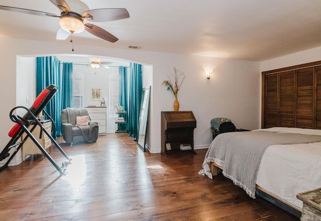 1112 Lawrence Ln, Benton, AR 72019 - bedroom featuring hardwood / wood-style floors and a ceiling fan