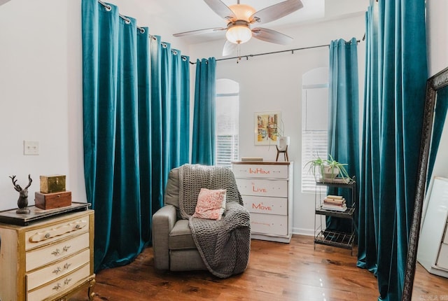 1112 Lawrence Ln, Benton, AR 72019 - living area with a ceiling fan and wood finished floors