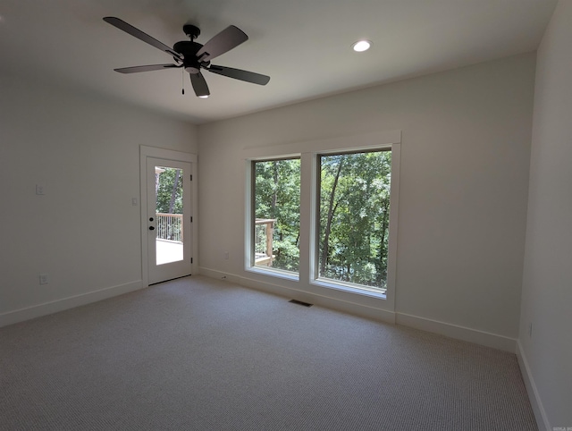 80 Stone Cir, Greers Ferry, AR 72067 - unfurnished room with baseboards, light colored carpet, recessed lighting, and ceiling fan