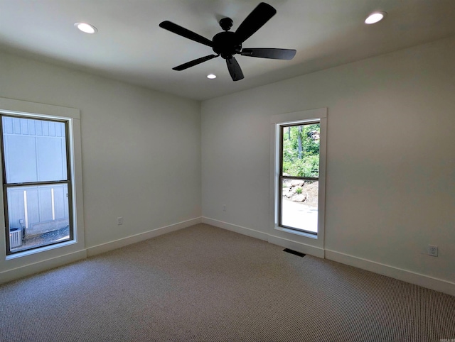 80 Stone Cir, Greers Ferry, AR 72067 - unfurnished room featuring recessed lighting, light carpet, baseboards, and a ceiling fan