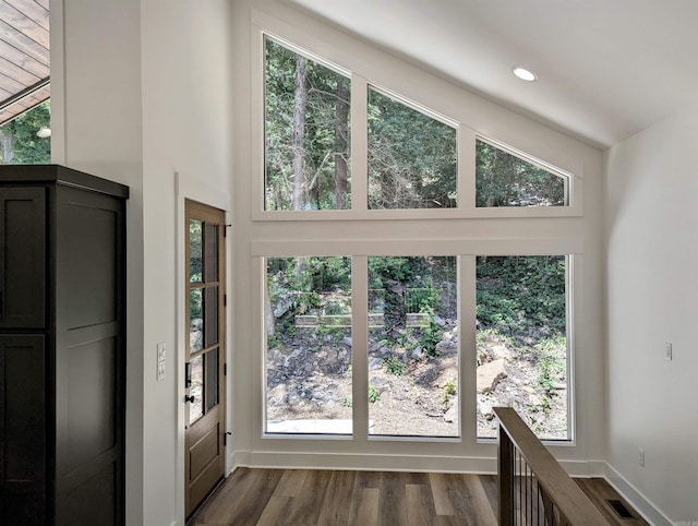 80 Stone Cir, Greers Ferry, AR 72067 - detailed view of wood finished floors, baseboards, and recessed lighting
