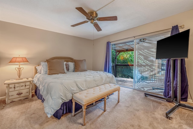 100 Discovery Bay Ln Unit 6, Hot Springs, AR 71913 - bedroom featuring light colored carpet, access to exterior, and a ceiling fan