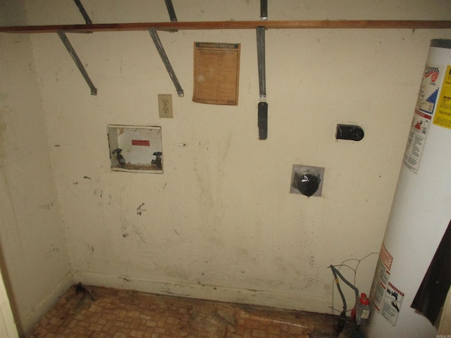 1407 E 38th St, Little Rock, AR 72206 - laundry area with hookup for an electric dryer, hookup for a washing machine, and gas water heater