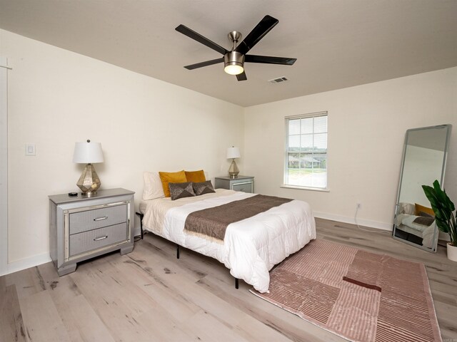 15 Brandywine Ln, Little Rock, AR 72227 - bedroom with light wood-style floors, baseboards, and ceiling fan
