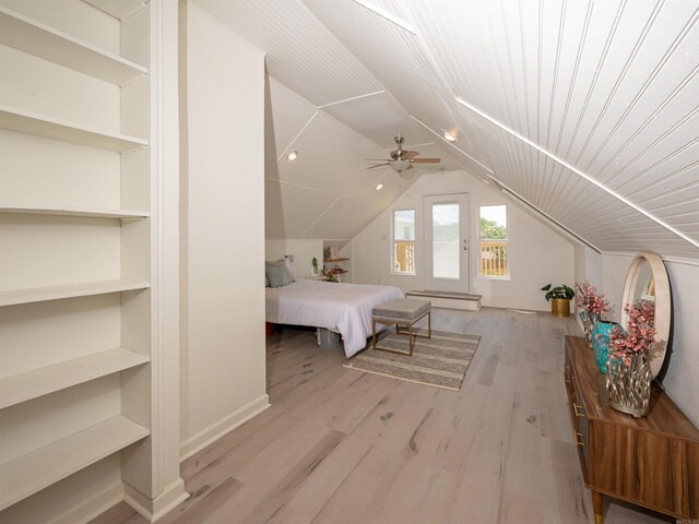 15 Brandywine Ln, Little Rock, AR 72227 - bedroom featuring wood finished floors, a baseboard heating unit, ceiling fan, and vaulted ceiling