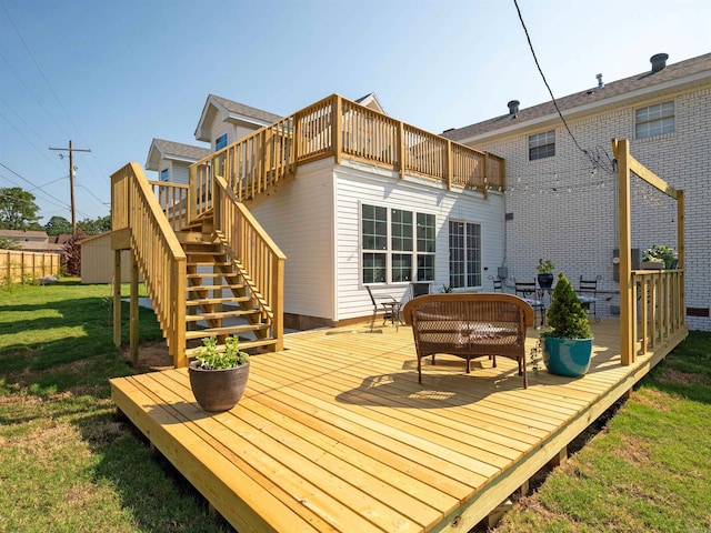15 Brandywine Ln, Little Rock, AR 72227 - wooden terrace with a yard and stairway