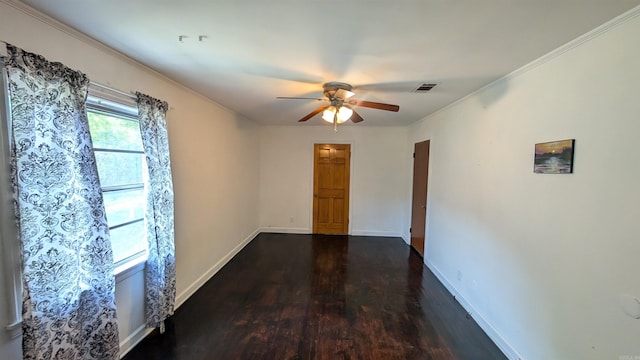 401 W S St, Benton, AR 72015 - unfurnished room with a ceiling fan, wood finished floors, baseboards, and crown molding