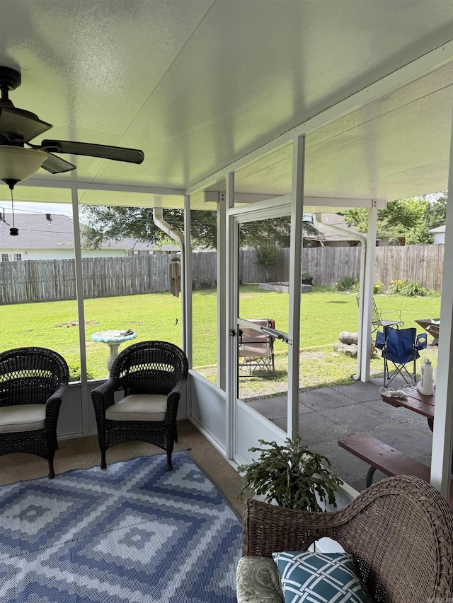 605 Shani Dr, Beebe, AR 72012 - sunroom featuring a ceiling fan and healthy amount of natural light
