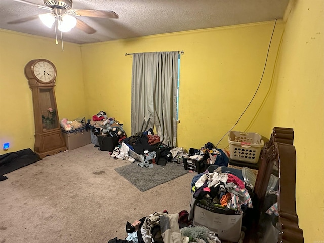 6625 Chateau Dr, Little Rock, AR 72209 - unfurnished bedroom featuring a textured ceiling, carpet flooring, a ceiling fan, and crown molding