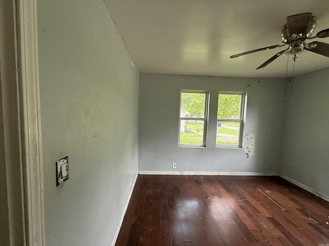 414 E 1st St, Rector, AR 72461 - empty room with wood-type flooring, baseboards, and ceiling fan