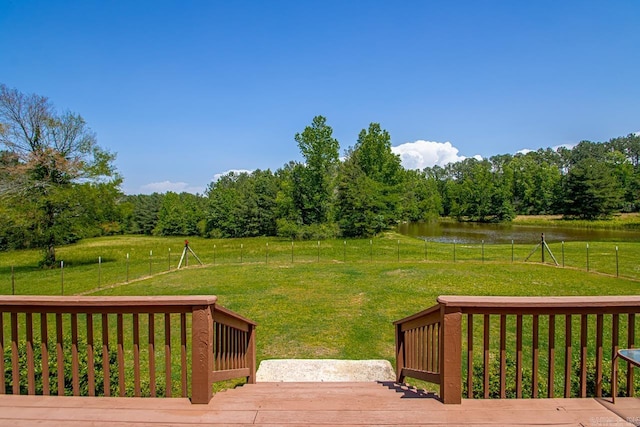 6221 Bray Dr, Benton, AR 72019 - wooden terrace with a water view