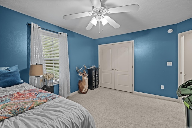 108 Chimney Rock Rd, Beebe, AR 72012 - bedroom featuring carpet floors, baseboards, a ceiling fan, and a closet