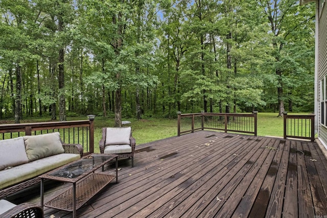 108 Chimney Rock Rd, Beebe, AR 72012 - wooden terrace with an outdoor living space and a lawn