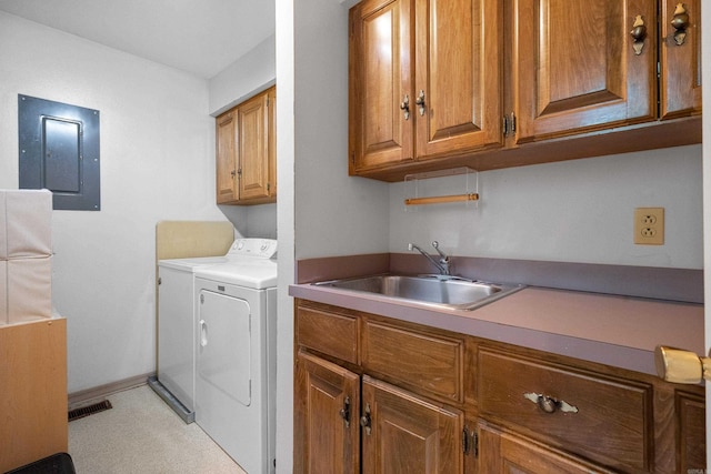 90 Silver Point Dr, Mount Ida, AR 71957 - laundry area with electric panel, cabinet space, washer and dryer, and baseboards