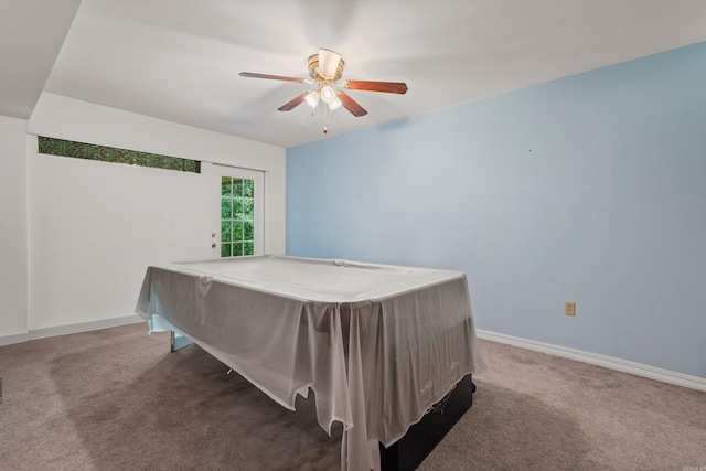 90 Silver Point Dr, Mount Ida, AR 71957 - rec room featuring ceiling fan, carpet, and baseboards