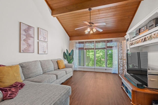 90 Silver Point Dr, Mount Ida, AR 71957 - living room featuring wood ceiling, lofted ceiling, ceiling fan, and wood finished floors