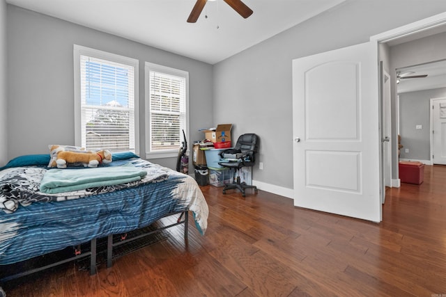 219 W D Ave, North Little Rock, AR 72116 - bedroom with wood finished floors, baseboards, and a ceiling fan