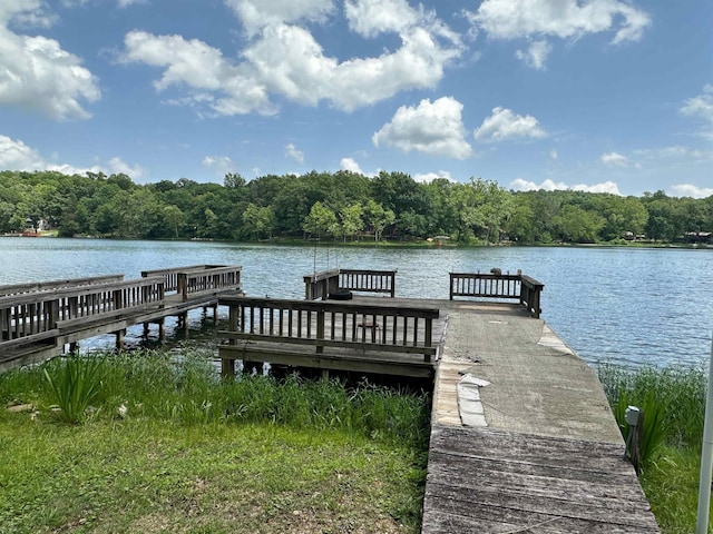 33 W Lakeshore Dr, Cherokee Village, AR 72529 - dock area featuring a water view, a forest view, and a boat ramp