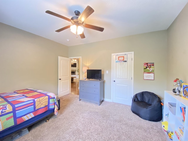 3008 Lilly Ln, Benton, AR 72019 - bedroom with light colored carpet, ceiling fan, baseboards, and a closet