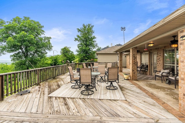 40 Pine Mountain Dr, Conway, AR 72034 - wooden terrace with outdoor dining space