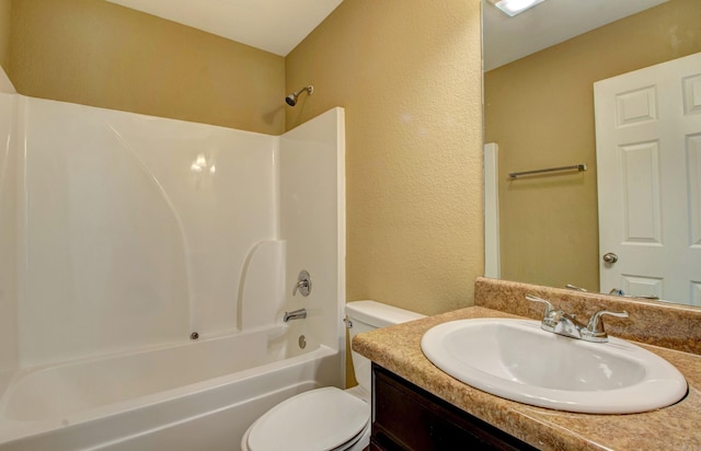 9808 Lanehart Rd, Little Rock, AR 72204 - full bathroom featuring toilet, vanity, a textured wall, and  shower combination