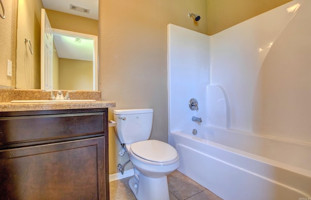 9808 Lanehart Rd, Little Rock, AR 72204 - bathroom with toilet, vanity, tile patterned floors, shower / tub combination, and baseboards