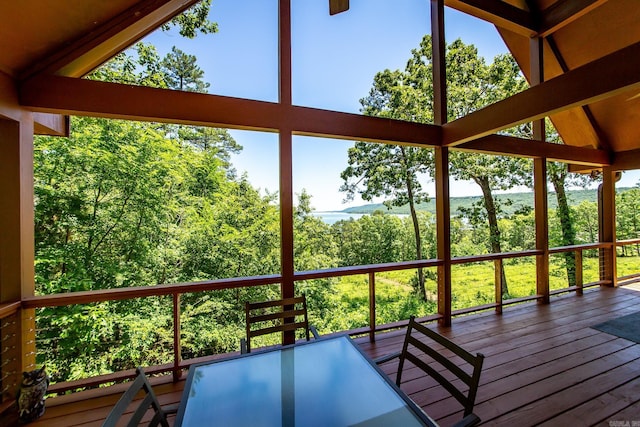 389 Tortoise Bay Rd, Higden, AR 72067 - wooden terrace with outdoor dining area