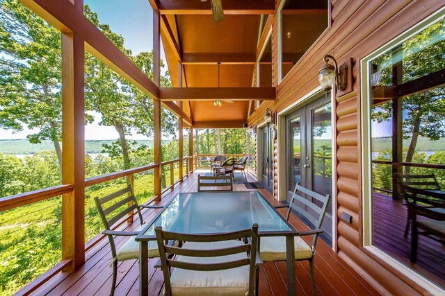 389 Tortoise Bay Rd, Higden, AR 72067 - deck featuring outdoor dining space and french doors