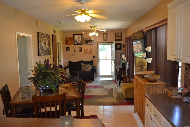 423 W Saint Louis St, Hot Springs, AR 71913 - dining space with ceiling fan and light tile patterned floors