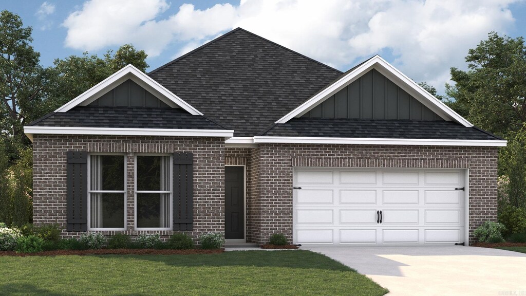 817 Jaxon Dr, Jonesboro, AR 72404 - view of front of house featuring brick siding, board and batten siding, a shingled roof, and concrete driveway