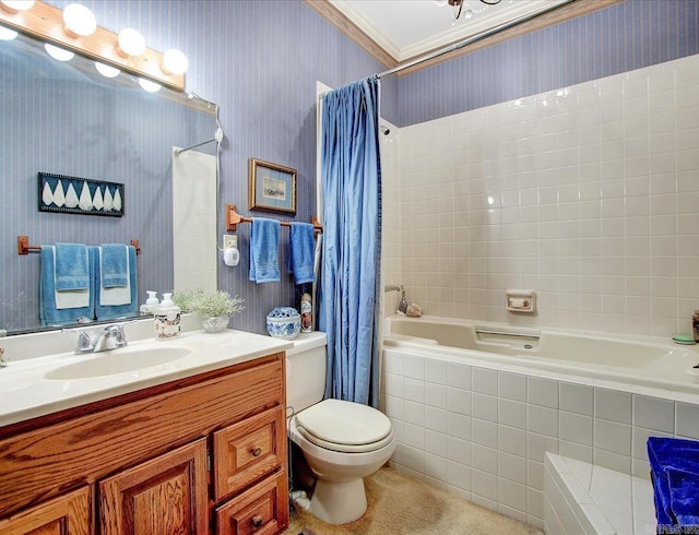 190 Woodlore Pt, Hot Springs, AR 71913 - full bath featuring tiled shower / bath combo, toilet, vanity, and wallpapered walls
