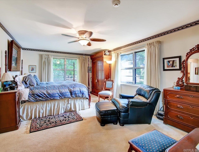 190 Woodlore Pt, Hot Springs, AR 71913 - bedroom with carpet flooring, crown molding, and a ceiling fan
