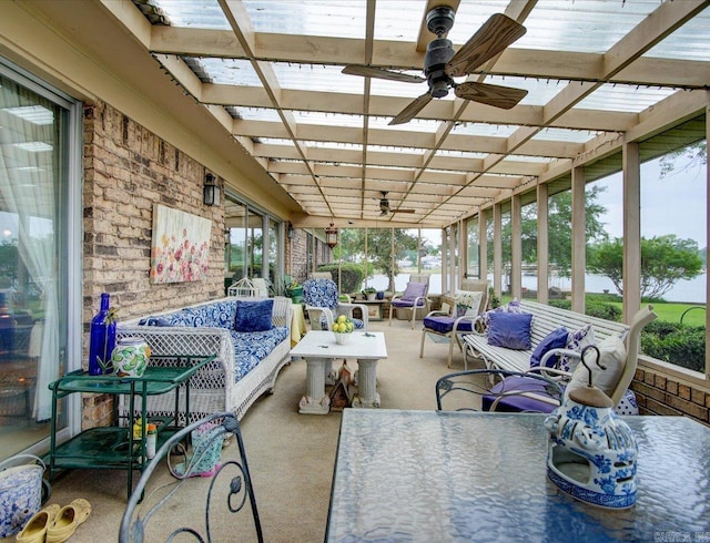 190 Woodlore Pt, Hot Springs, AR 71913 - view of patio with ceiling fan, an outdoor living space, and outdoor dining area