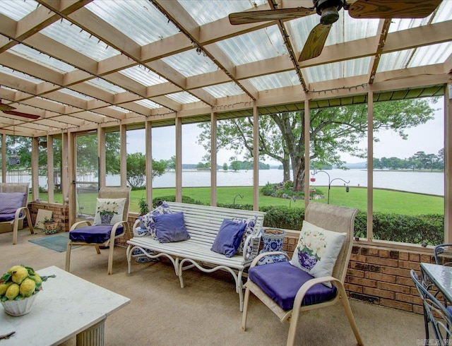 190 Woodlore Pt, Hot Springs, AR 71913 - sunroom / solarium with a water view and ceiling fan