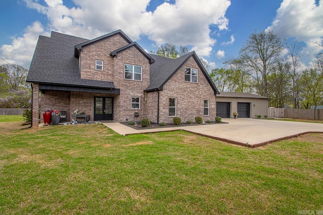6020 Centark Ct, Alexander, AR 72002 - rear view of house featuring french doors, brick siding, and a patio area