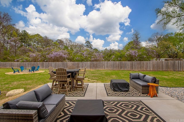 6020 Centark Ct, Alexander, AR 72002 - view of patio featuring an outdoor living space with a fire pit and outdoor dining area