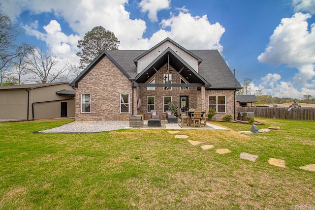 6020 Centark Ct, Alexander, AR 72002 - back of house with a patio, brick siding, central AC, and roof with shingles