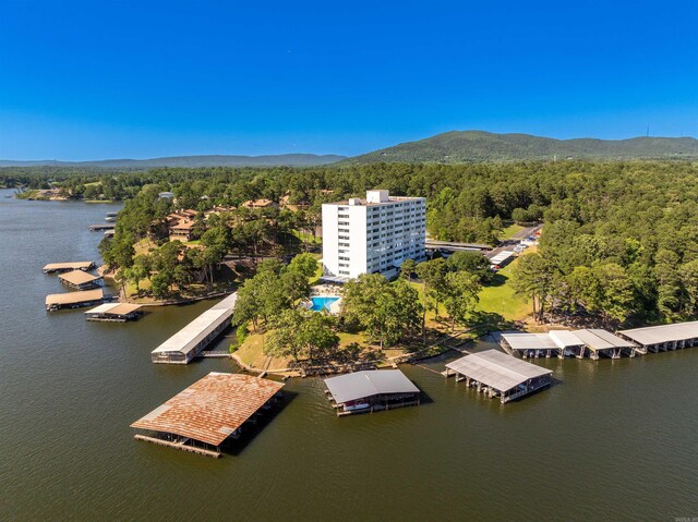 740 Weston Rd Unit 309-B, Hot Springs, AR 71913 - drone / aerial view of a forest and a water and mountain view