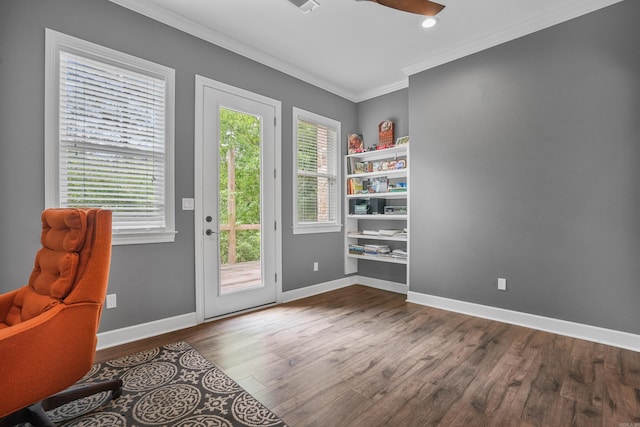 480 Shoat Trl, Hot Springs, AR 71913 - entryway with wood finished floors, crown molding, baseboards, ceiling fan, and recessed lighting