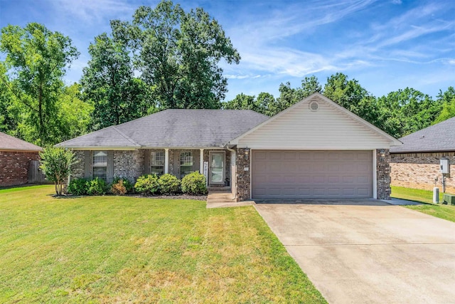 58 Eaglebrook Dr, Conway, AR 72032 - ranch-style house with an attached garage, a front yard, concrete driveway, and brick siding