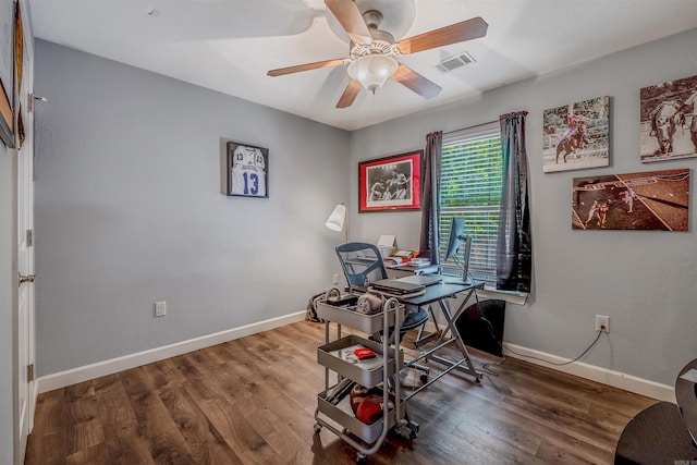 58 Eaglebrook Dr, Conway, AR 72032 - office space with a ceiling fan, wood finished floors, and baseboards