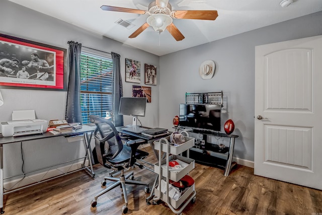 58 Eaglebrook Dr, Conway, AR 72032 - home office featuring wood finished floors and ceiling fan