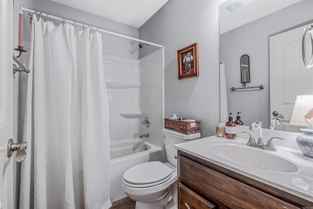 58 Eaglebrook Dr, Conway, AR 72032 - full bath with toilet, vanity, shower / tub combo, and a textured wall